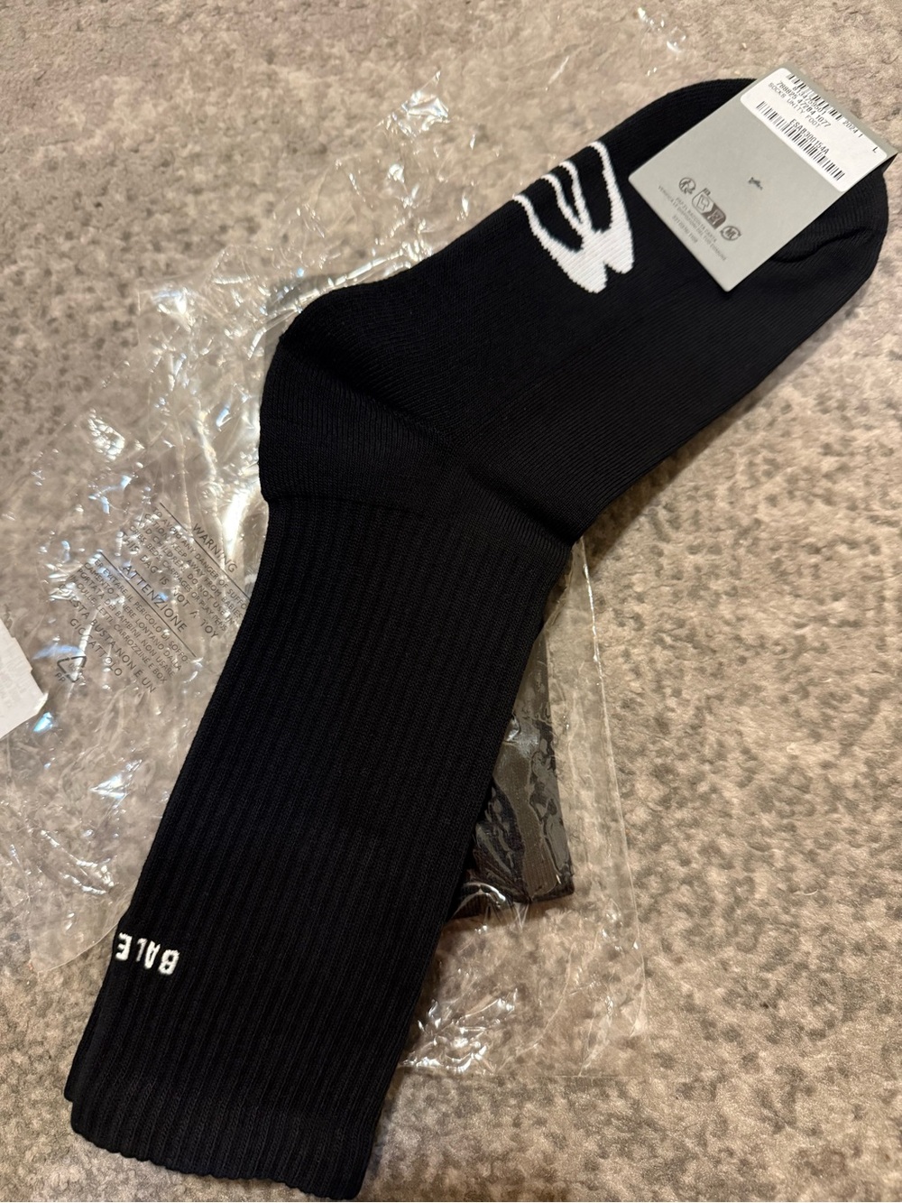 Balenciaga Black Crew Socks with White Logo